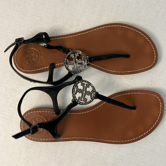TORY BURCH VIOLET THONG PATENT CALF SANDALS 9 - Picture 1 of 12